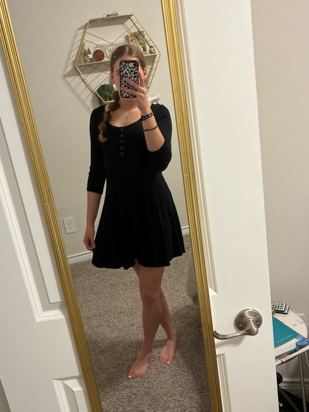 Classic Black Scoop-Neck A-Line Dress